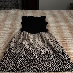 Enfocus Studio Black and Cream Fit and Flare Midi Dress Strapless for Cocktail